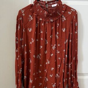 Ces Femme Rust Floral Blouse